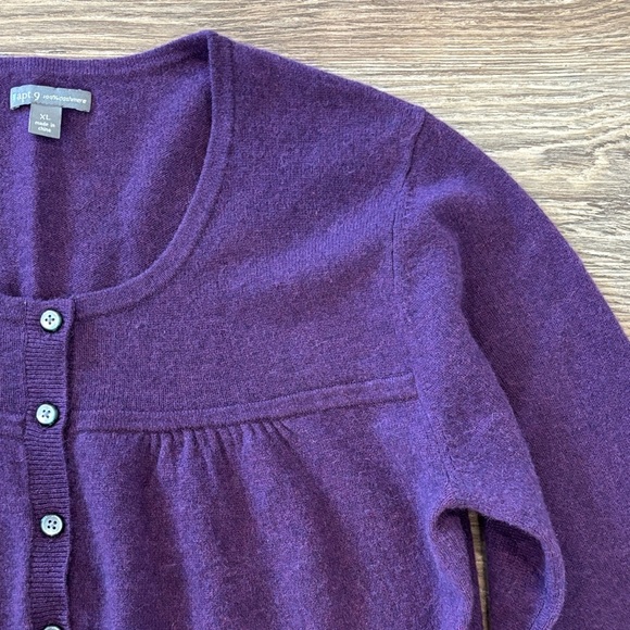 Apt. 9 100% Cashmere Purple Button Front Cardigan Sweater Women's Size XL - Picture 4 of 13